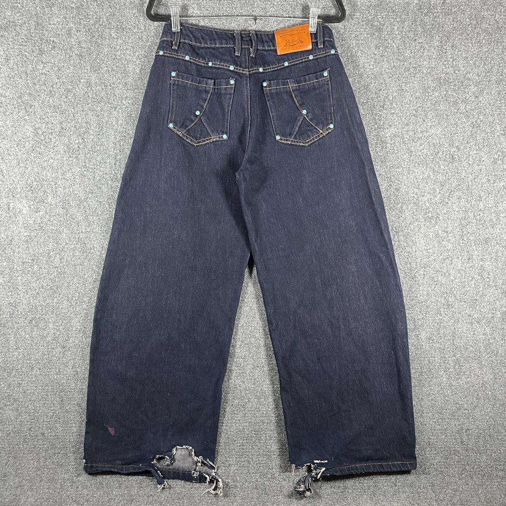 Aelfric Eden Baggy Barrel Rivet Raw Jeans Dark Wash Blue Size 30x30 #3060